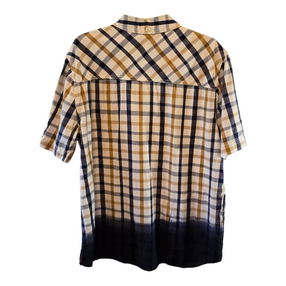 GRAMICCI ORIGINAL FREEDOM BUTTON SHIRT PLAID DIP DYED BOTTOM MENS LARGE - Picture 6 of 13